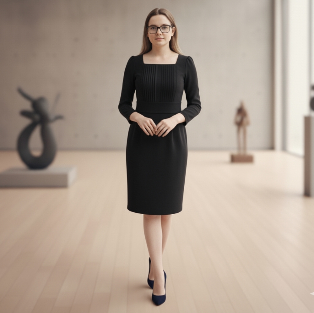 Adrianna Papell Petite Black Long Sleeve Sheath Dress